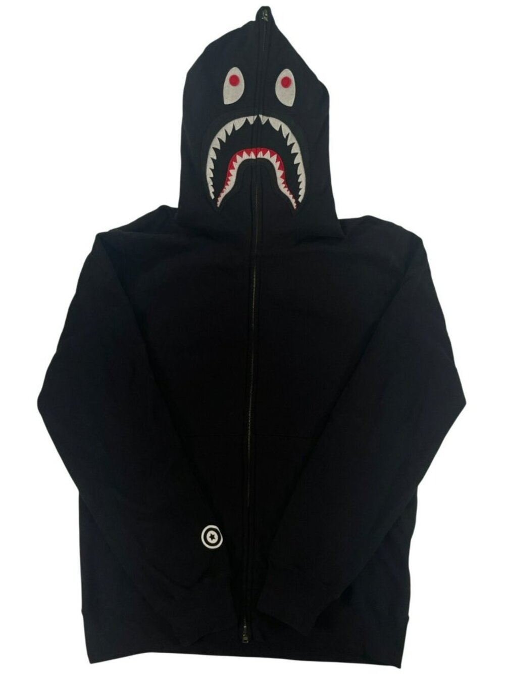 A Bathing Ape Shark Full Zip Hoodie Black 100% Cotton Men's Sz XL MSRP $569 NEW